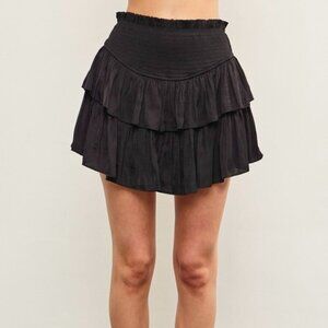 MET YOU IN THE SUMMER BLACK MINI SKIRT